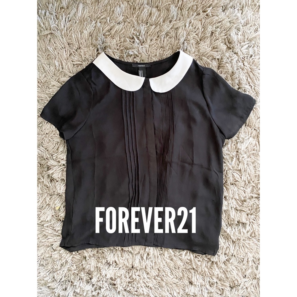 Forever 21 Collared Top in Black
